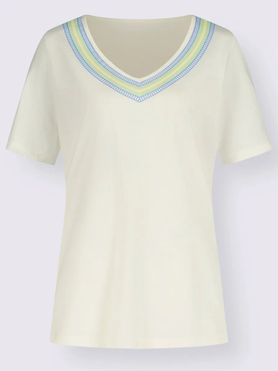 T-shirt en v joli imprimé à l'encolure