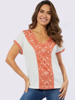 T-shirt en v motif ethnique tendance