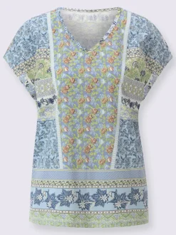 T-shirt en v motif patchwork