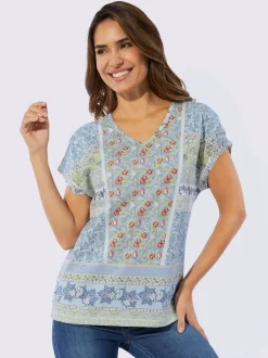 T-shirt en v motif patchwork