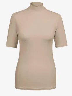 T-shirt femme col montant manches courtes