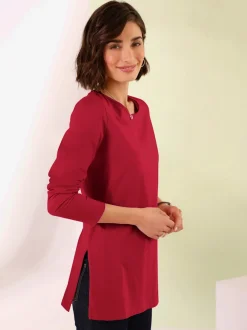 T-shirt femme long avec fentes latérales