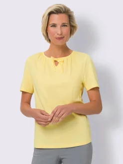 T-shirt fronce légère à l'encolure