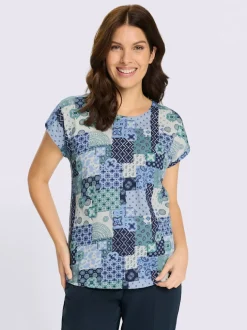 T-shirt imprimé motif patchwork moderne