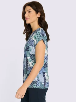 T-shirt imprimé motif patchwork moderne