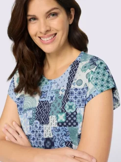 T-shirt imprimé motif patchwork moderne