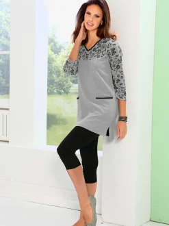 T-shirt long avec poches manches 3/4
