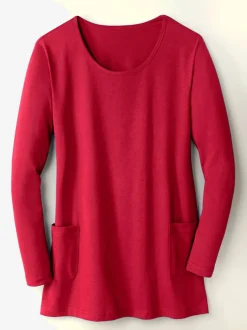 T-shirt long féminin avec grandes poches