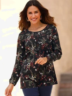 T-shirt long joli motif feuilles