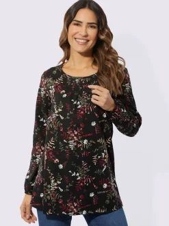 T-shirt long joli motif feuilles