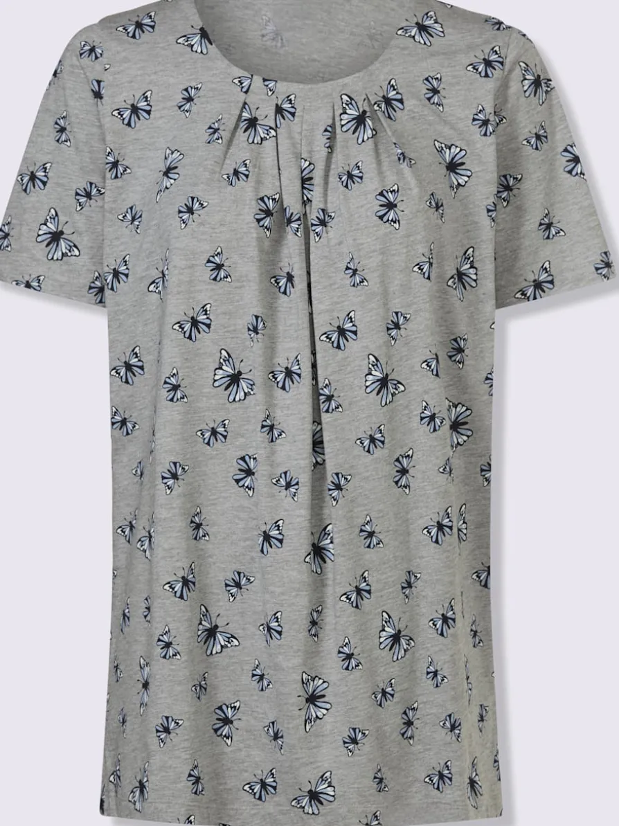 T-shirt long plis affinants à l'encolure