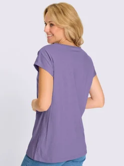 T-shirt long ruban à l'encolure