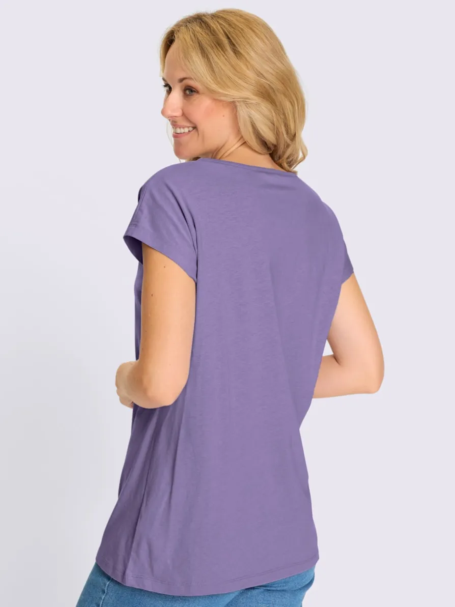 T-shirt long ruban à l'encolure