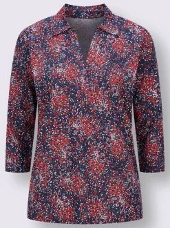 T-shirt à manches 3/4 col chemise ouvert
