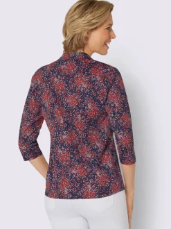 T-shirt à manches 3/4 col chemise ouvert