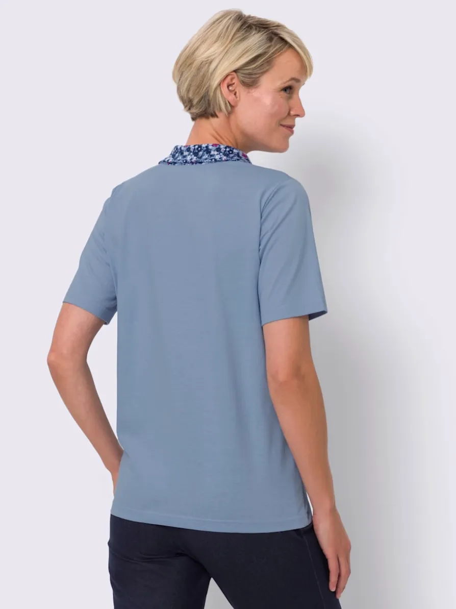 T-shirt à manches courtes col chemise ouvert
