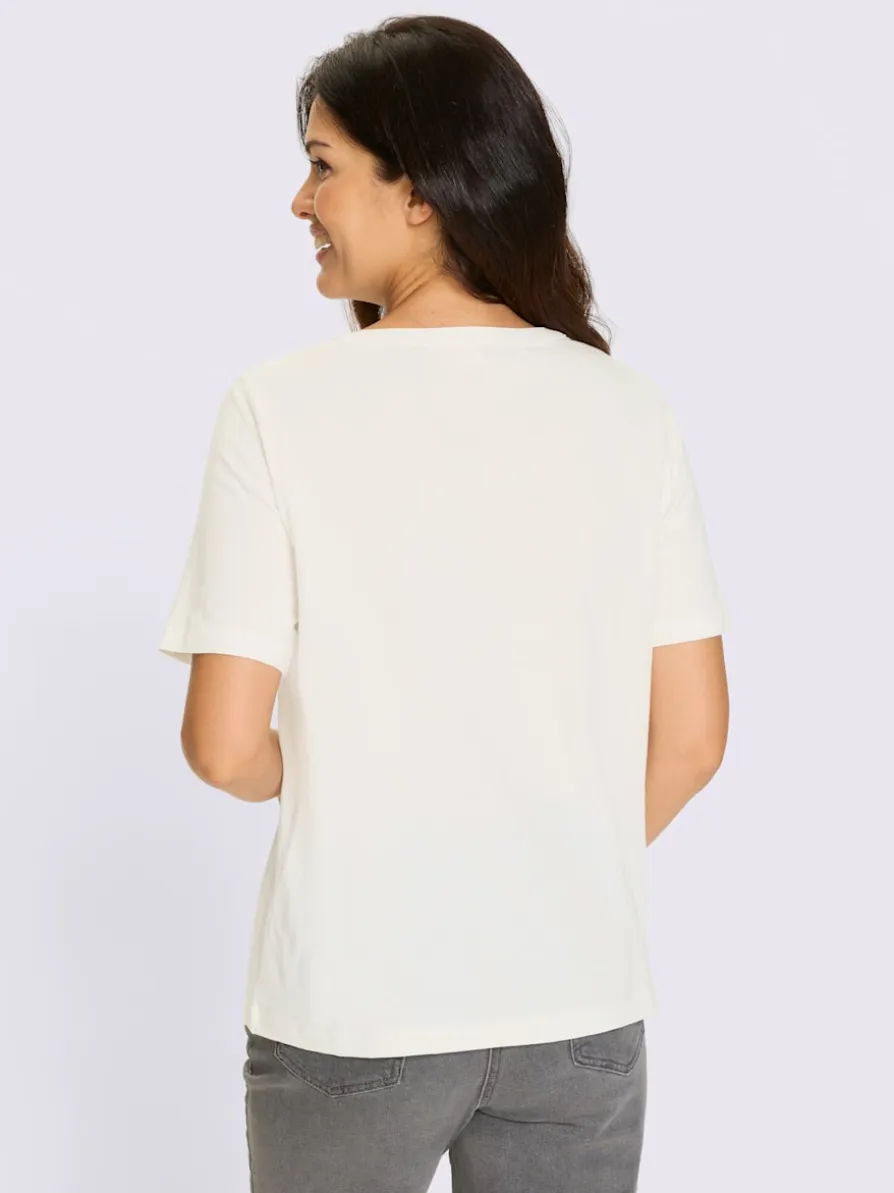 T-shirt à manches courtes empiècement dentelle tendance