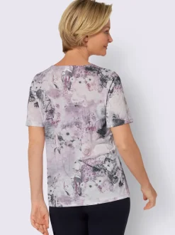 T-shirt à manches courtes empiècement uni à l'encolure