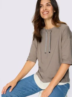 T-shirt à manches courtes encolure ronde avec coulisse