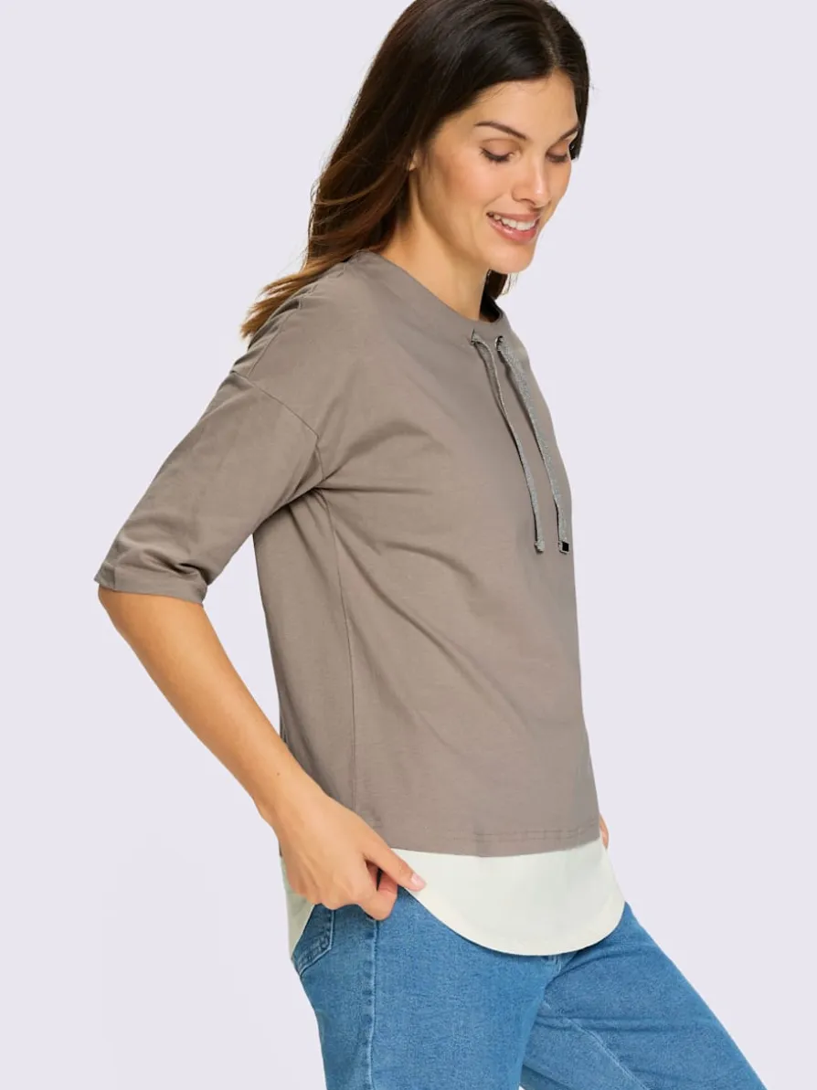 T-shirt à manches courtes encolure ronde avec coulisse