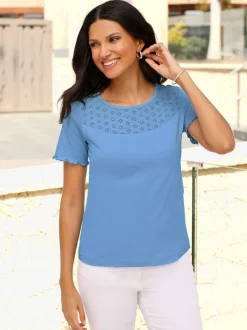 T-shirt à manches courtes encolure ronde passepoilée