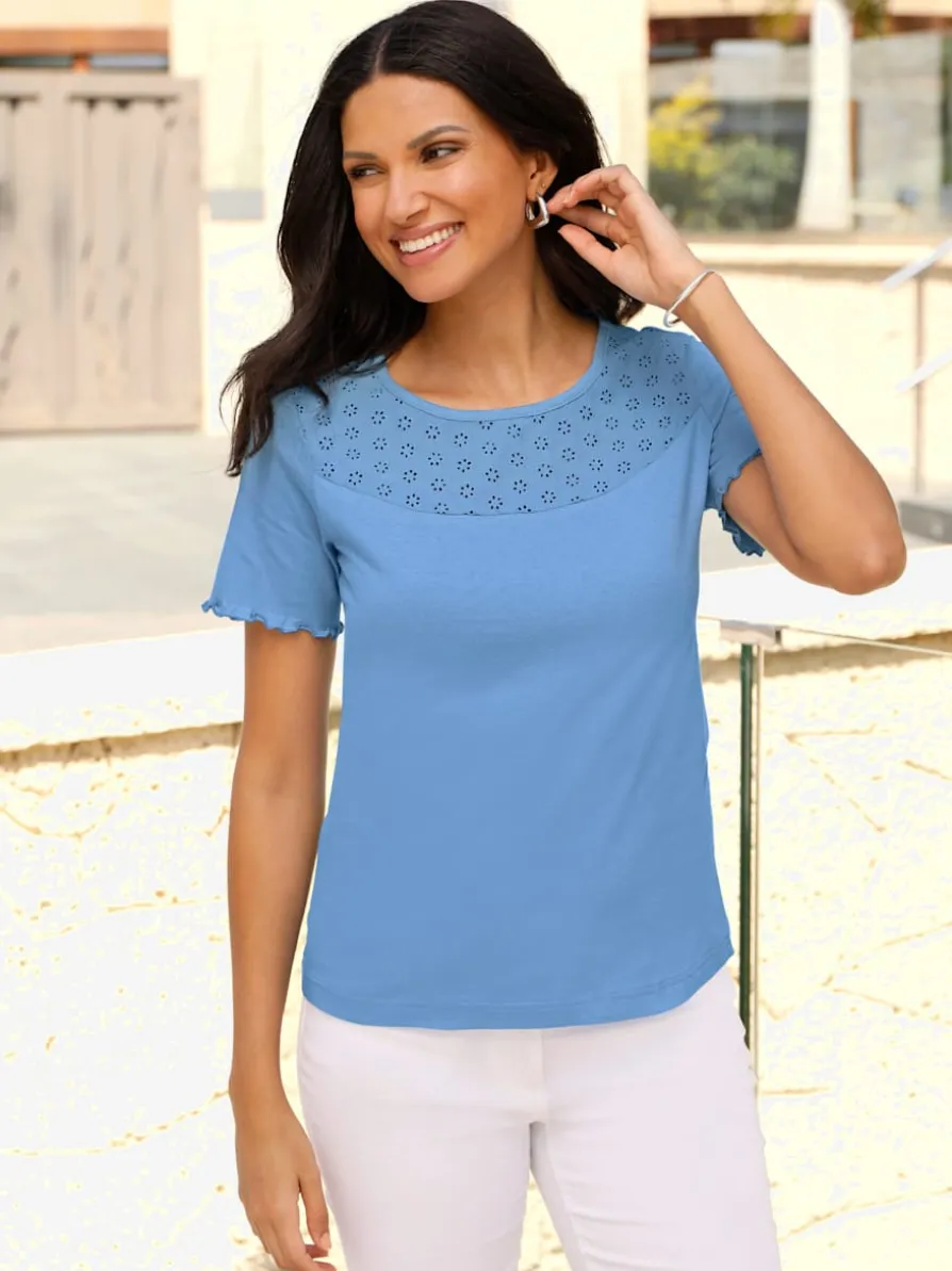 T-shirt à manches courtes encolure ronde passepoilée