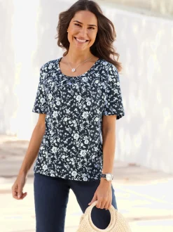T-shirt à manches courtes fronce légère à l'encolure
