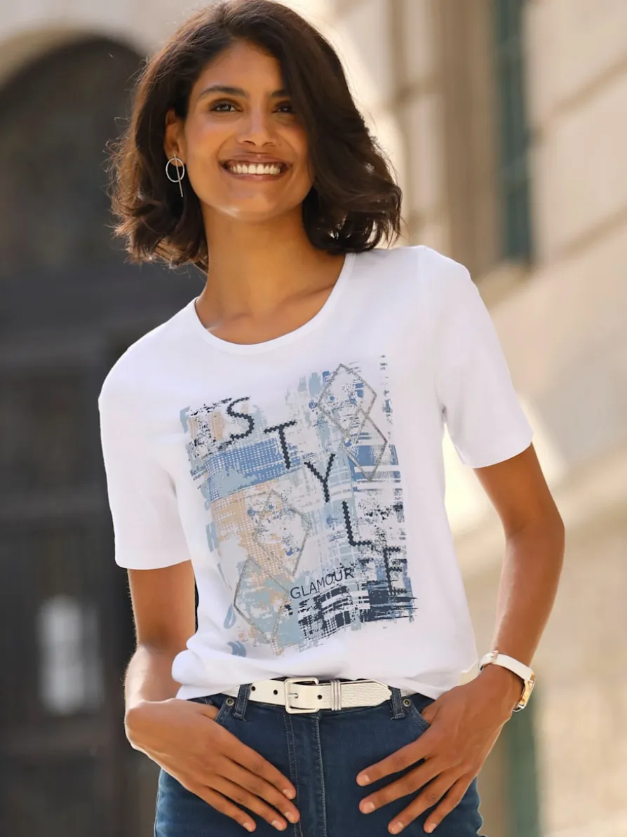 T-shirt à manches courtes imprimé brillant