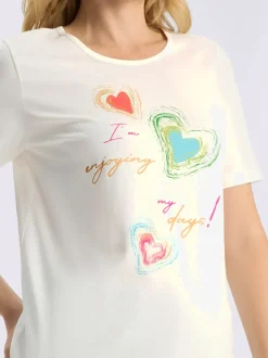 T-shirt à manches courtes imprimé en forme de cœur
