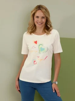T-shirt à manches courtes imprimé en forme de cœur