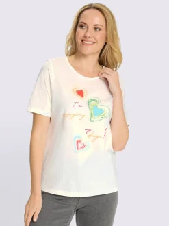 T-shirt à manches courtes imprimé en forme de cœur
