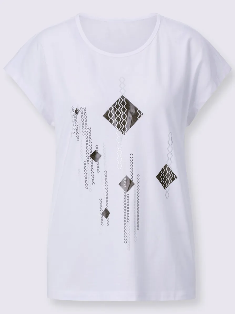 T-shirt à manches courtes imprimé feuille brillant