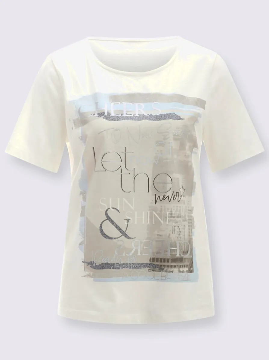 T-shirt à manches courtes imprimé feuille brillant
