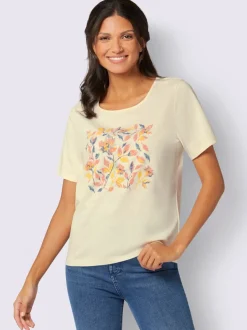 T-shirt à manches courtes imprimé floral aux coloris harmonieux