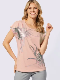 T-shirt à manches courtes imprimé transfert couleur argenté