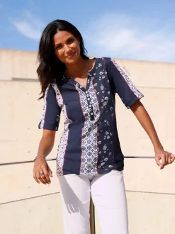 T-shirt à manches courtes joli aspect patchwork