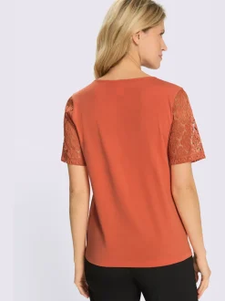 T-shirt à manches courtes manches en dentelle