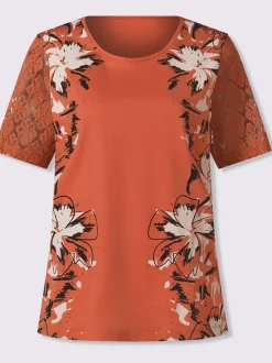 T-shirt à manches courtes manches en dentelle