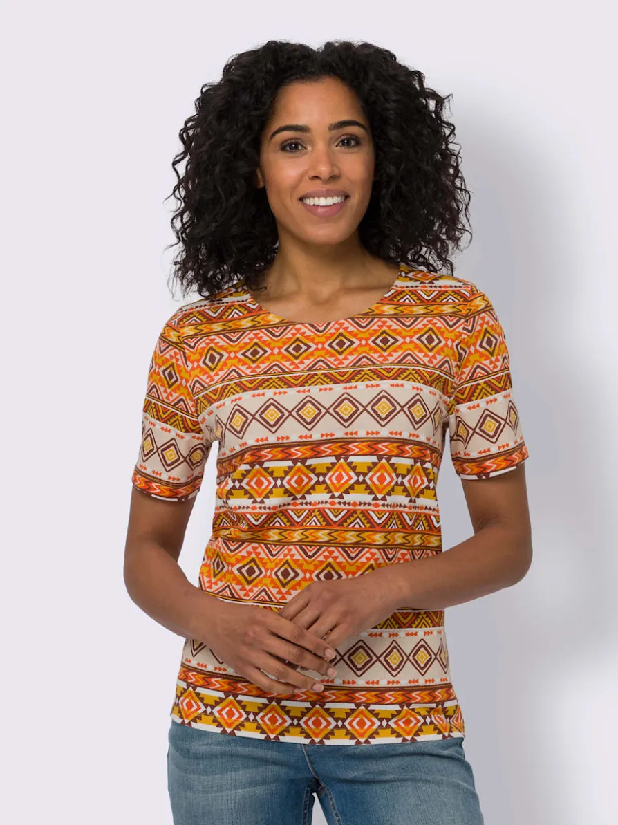 T-shirt à manches courtes motif ethnique tendance