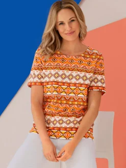 T-shirt à manches courtes motif ethnique tendance
