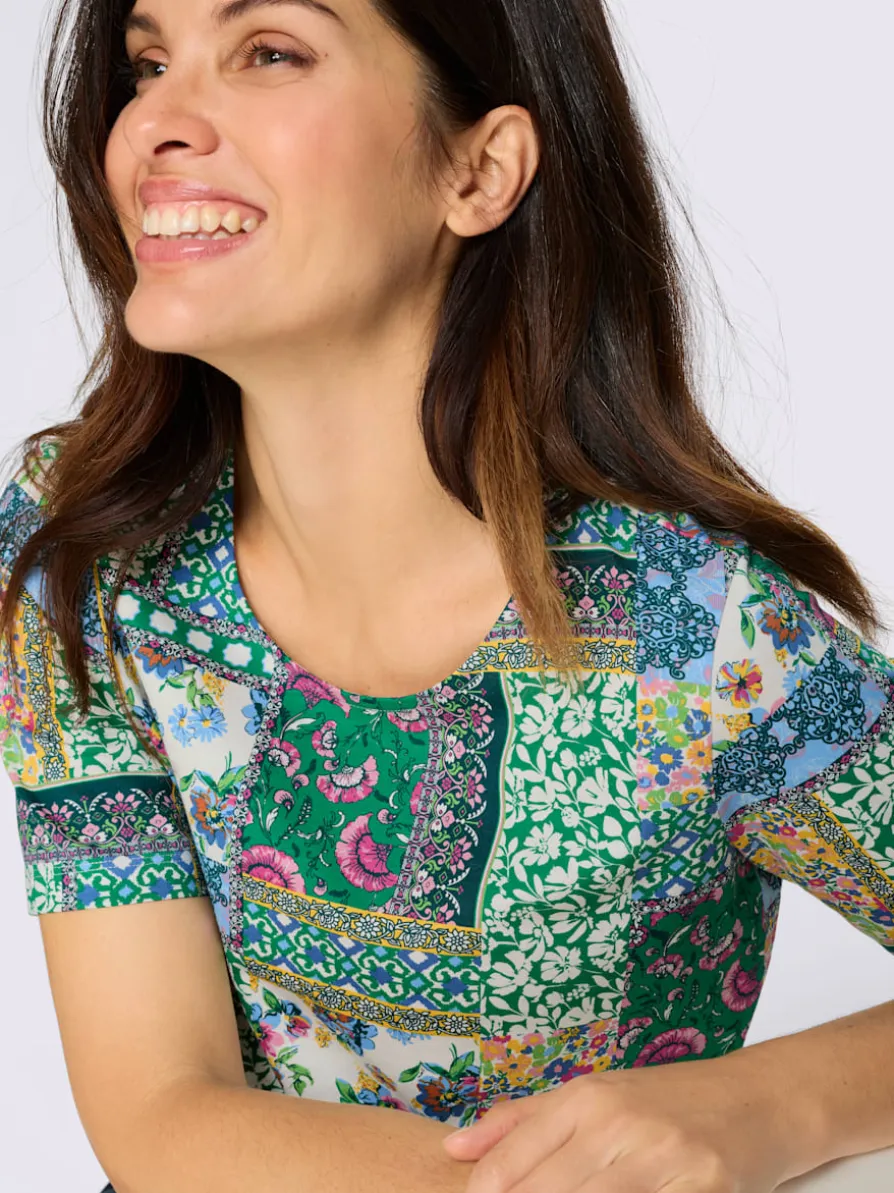 T-shirt à manches courtes motif patchwork moderne