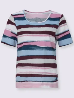 T-shirt à manches courtes motif rayé, coloris harmonieux