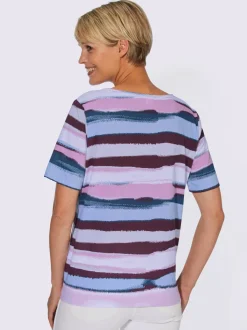 T-shirt à manches courtes motif rayé, coloris harmonieux