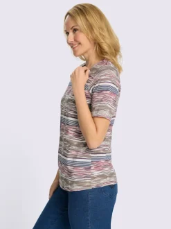 T-shirt à manches courtes motif à rayures tendance