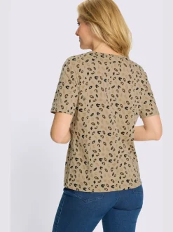 T-shirt à manches courtes plis affinants à l'encolure