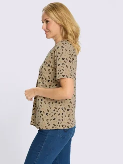 T-shirt à manches courtes plis affinants à l'encolure