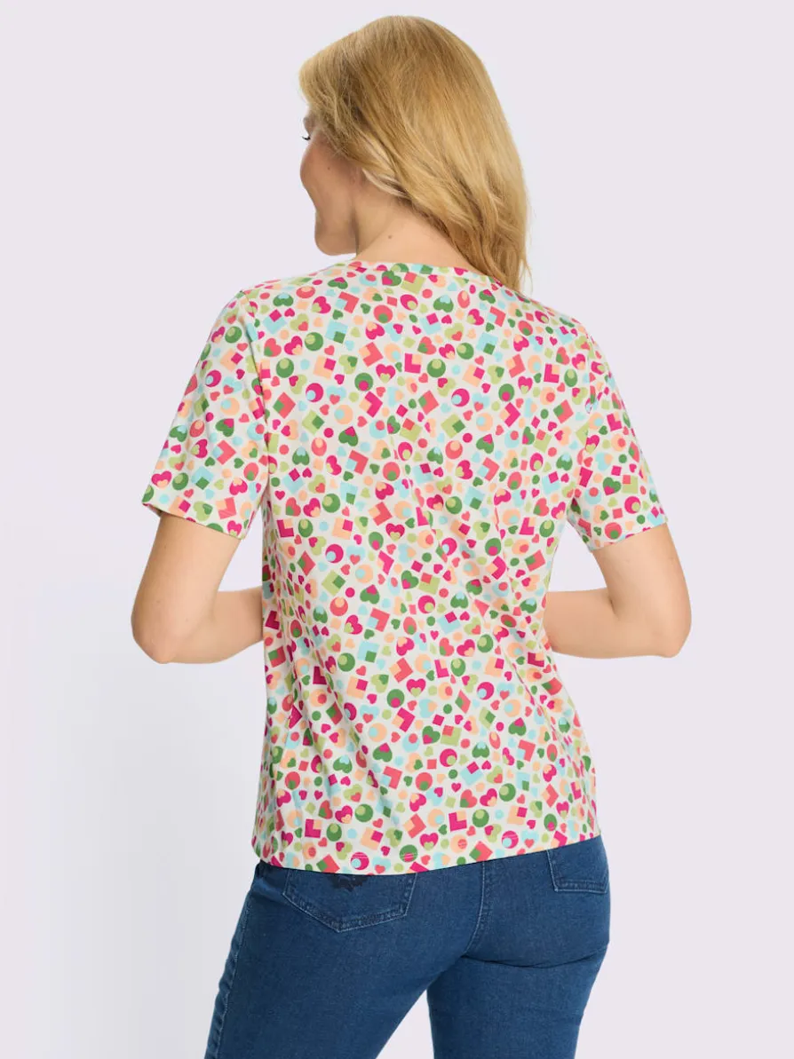 T-shirt à manches courtes plis affinants à l'encolure