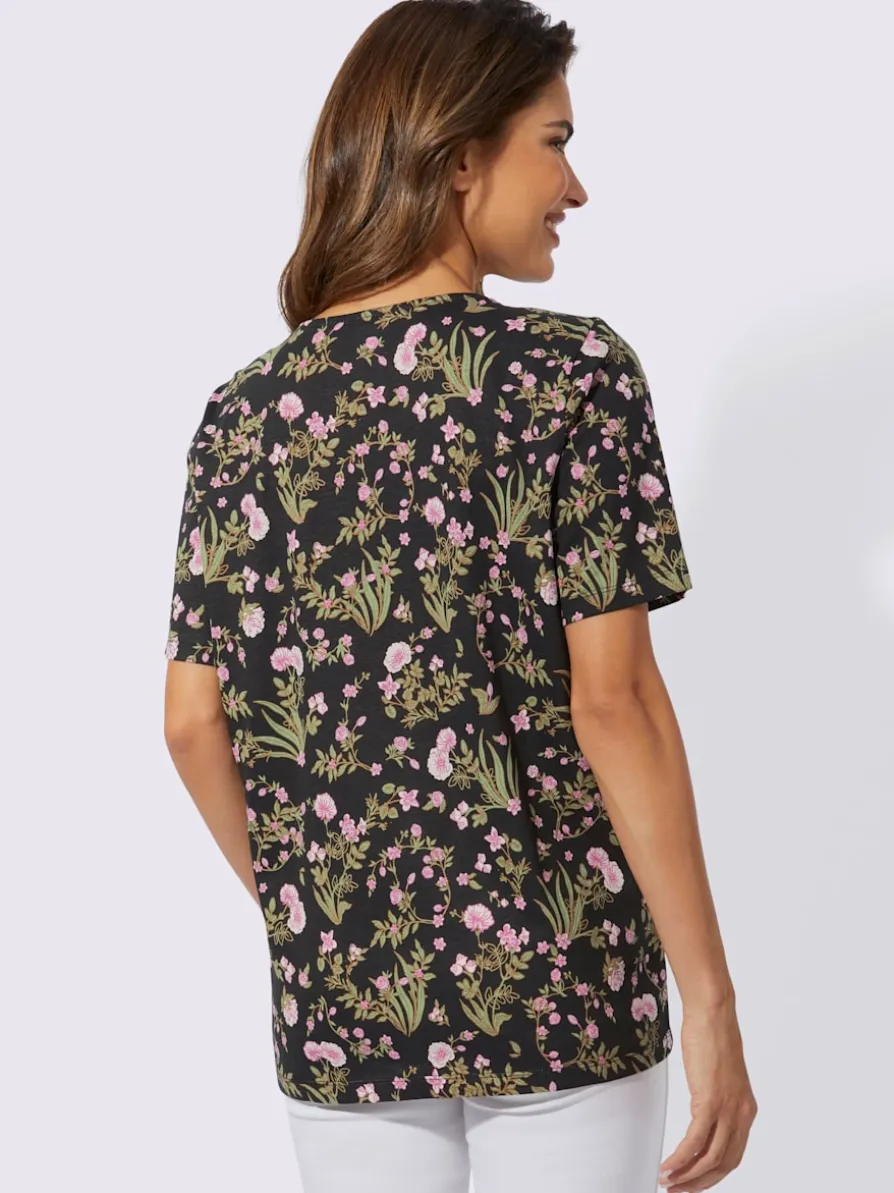 T-shirt à manches courtes plis affinants à l'encolure
