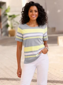 T-shirt à manches courtes rayures en fils teintés