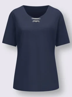 T-shirt à manches courtes ruban gros grain avec œillets décoratifs